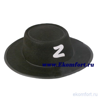 Шляпа Зорро детская Материал: прессованный фетр
Цвет: черный
Размер: диаметр - 37 см