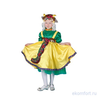 Карнавальный костюм Козочка Карнавальный костюм Козочка.
Комплектность:сарафан, рубашка, головной убор.
Ткань: платки, атлас, фатин.
Размер: на рост от 90 до 115 см
Производство: Украина