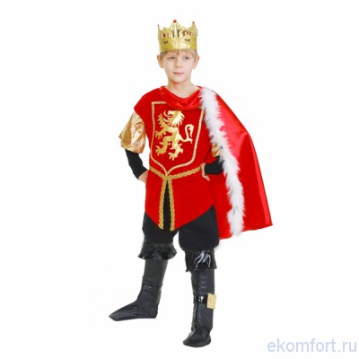 Костюм Король 2, арт.ДК21 Карнавальный костюм "Король"  для мальчика.
Комплектность костюма: камзол, брюки, жабо, корона.
Ткань: бархат, жаккард, трикотаж, парча.
Рост: 110-116 см, 122-128 см, 134-140 см.
Производитель: Украина